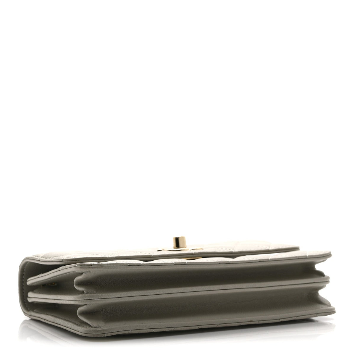 Lambskin Quilted Trendy CC Dual Handle Clutch With Chain Grey