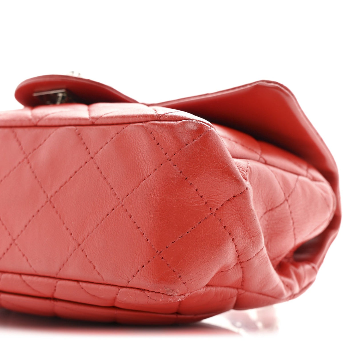 Lambskin Quilted Mini Rectangular Flap Red