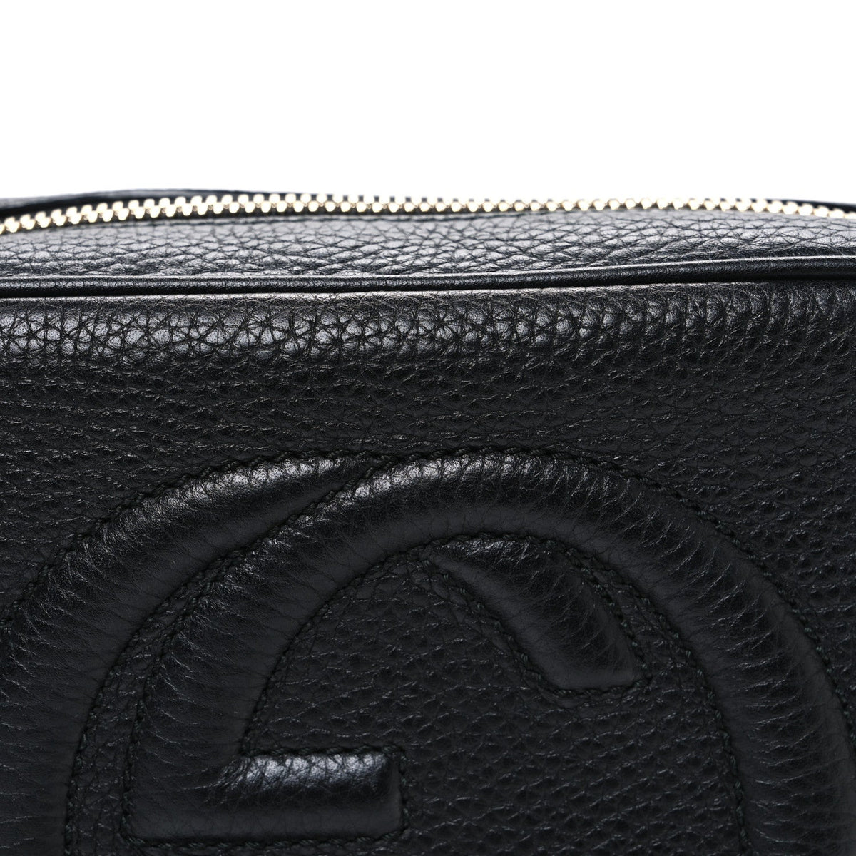 Pebbled Calfskin Small Soho Disco Bag Black