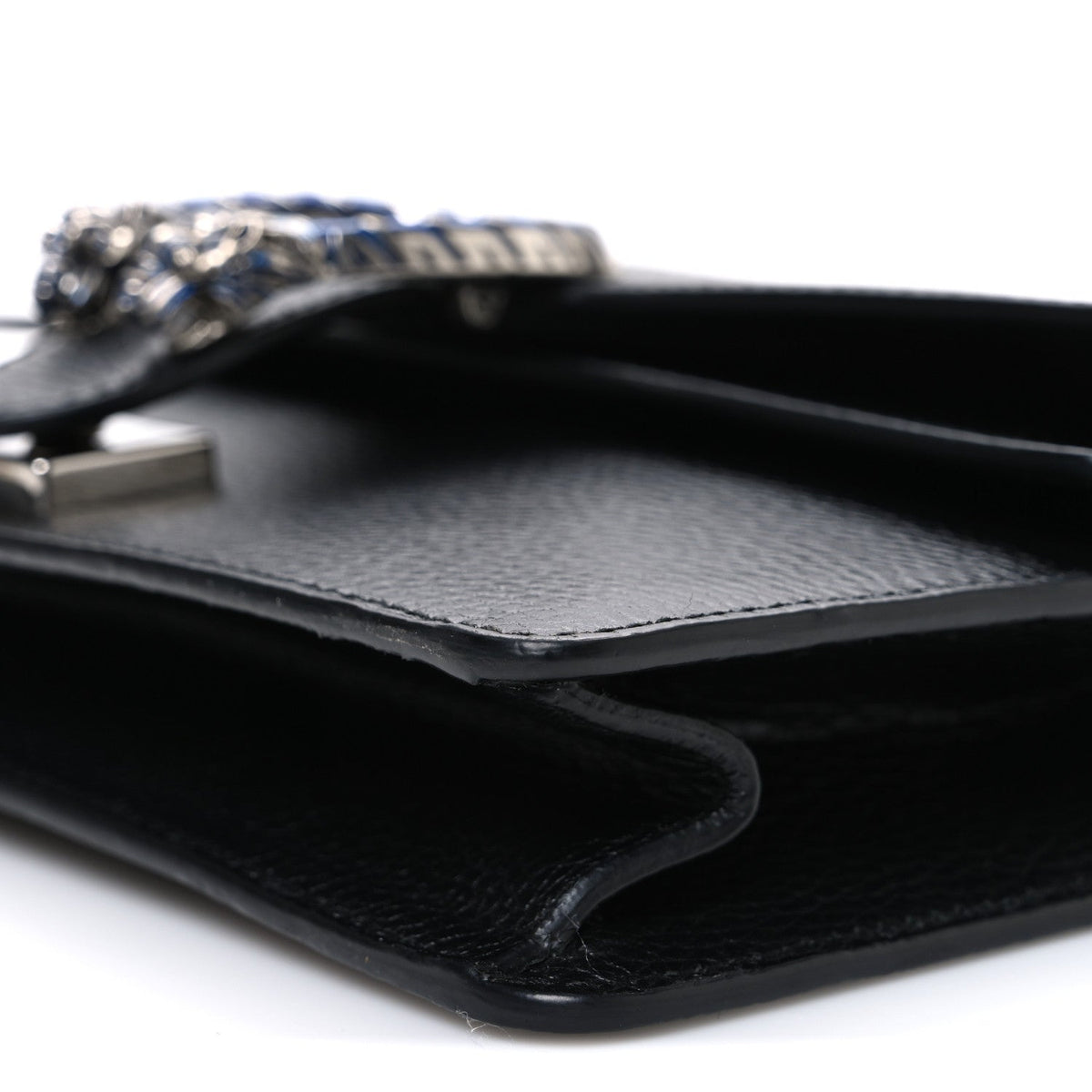 Dollar Calfskin Enamel Small Dionysus Shoulder Bag Black Electric Blue