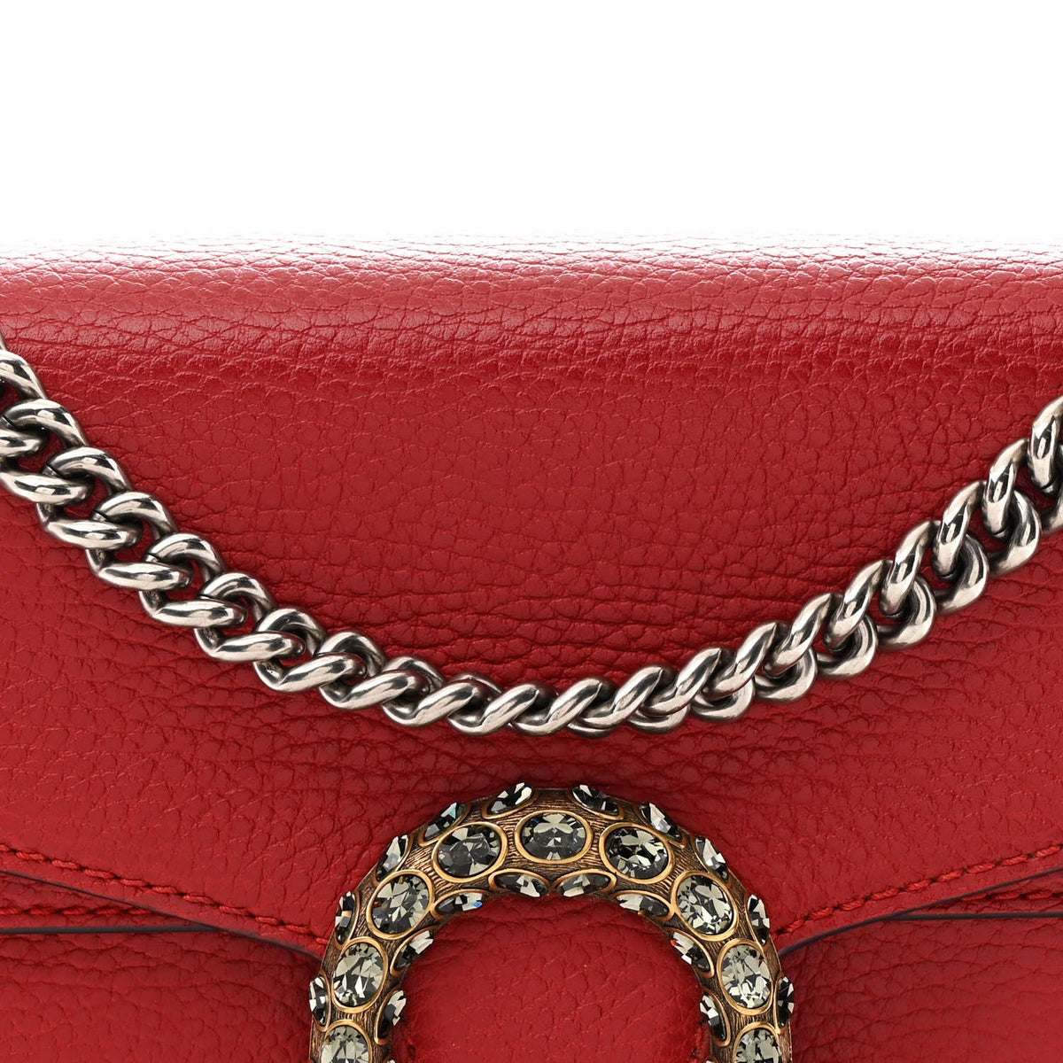 Dollar Calfskin Swarovski Crystal Small Dionysus Shoulder Bag Hibiscus Red