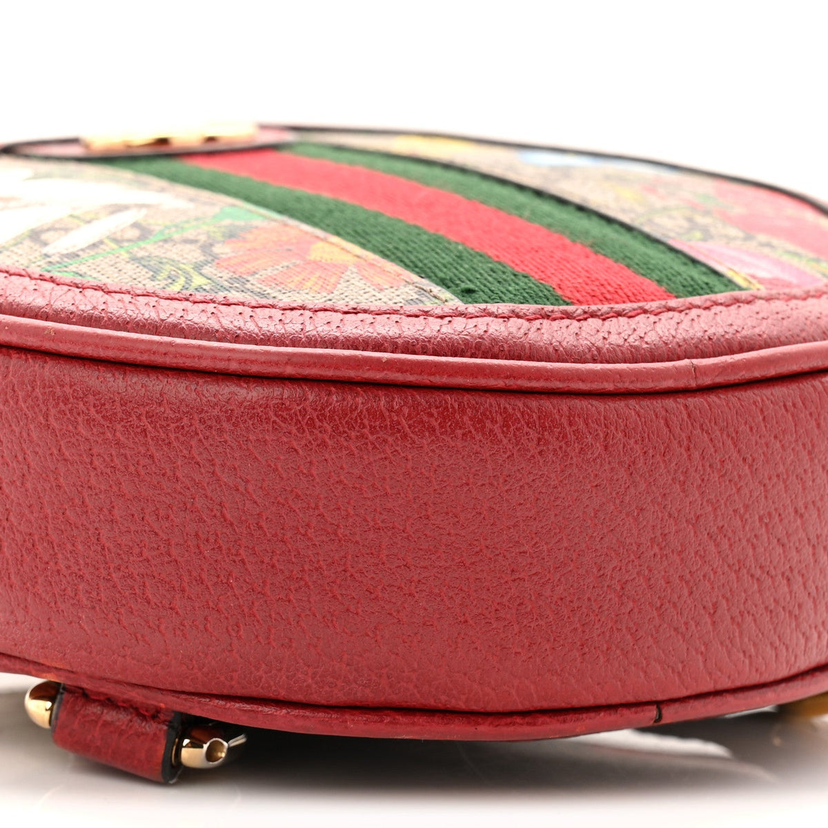 GG Supreme Monogram Web Flora Mini Ophidia Round Backpack Red