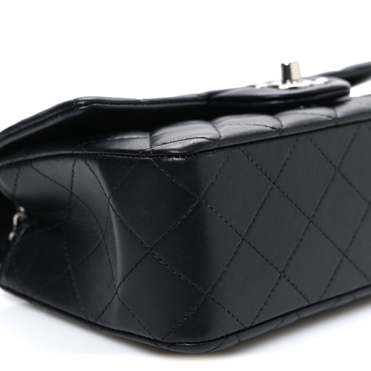 Lambskin Quilted Mini Rectangular Flap Black