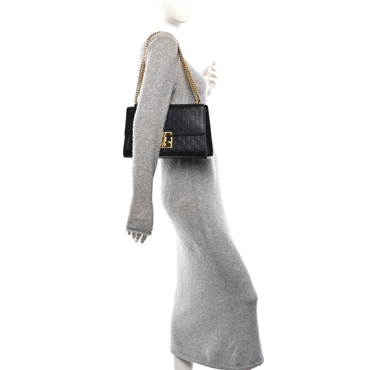 Guccissima Medium Padlock Shoulder Bag Black