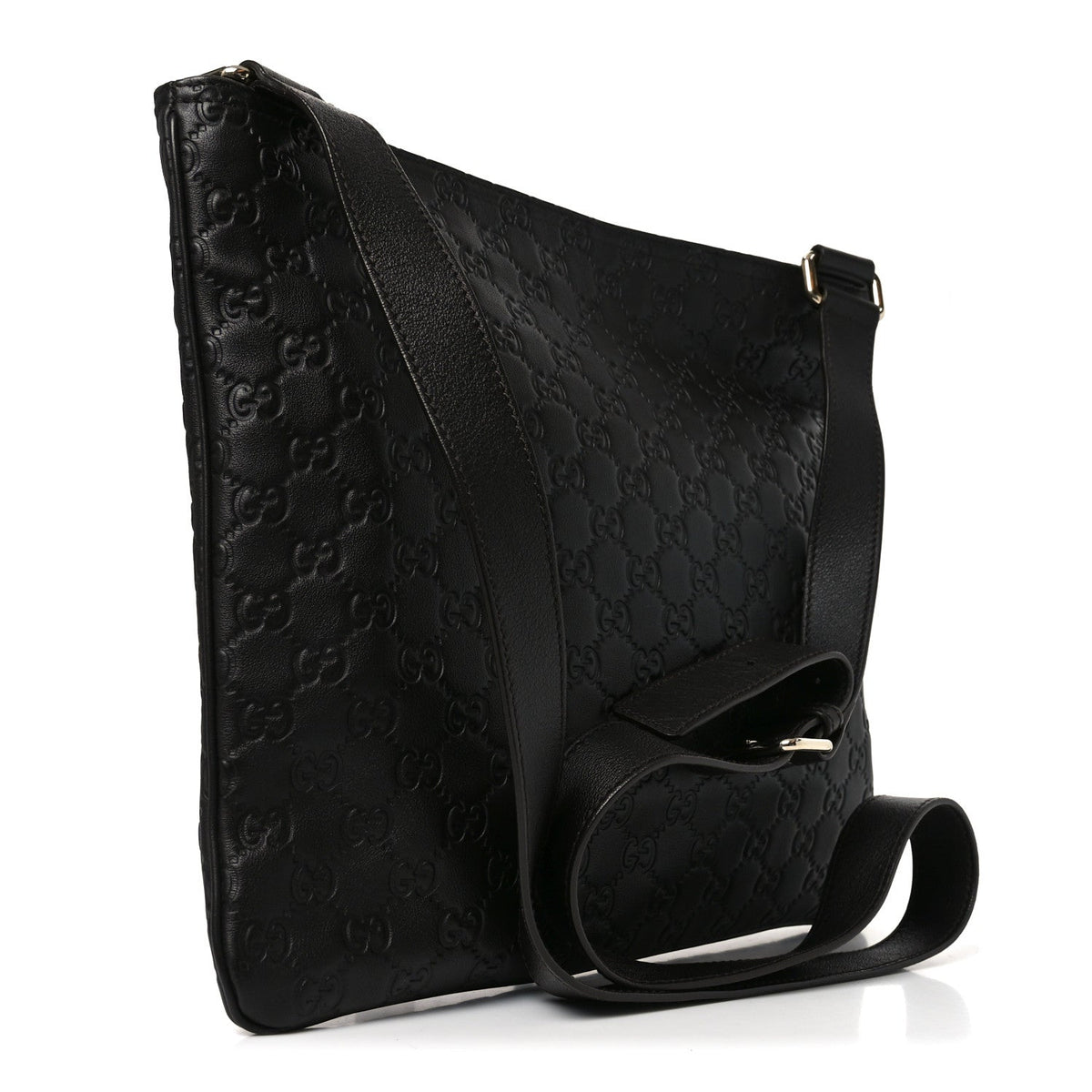 Guccissima Medium Flat Messenger Bag Black