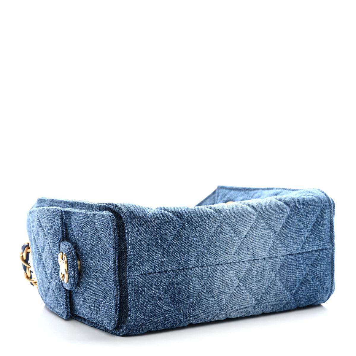 Washed Denim Quilted Mini Chanel 25 Handbag Blue