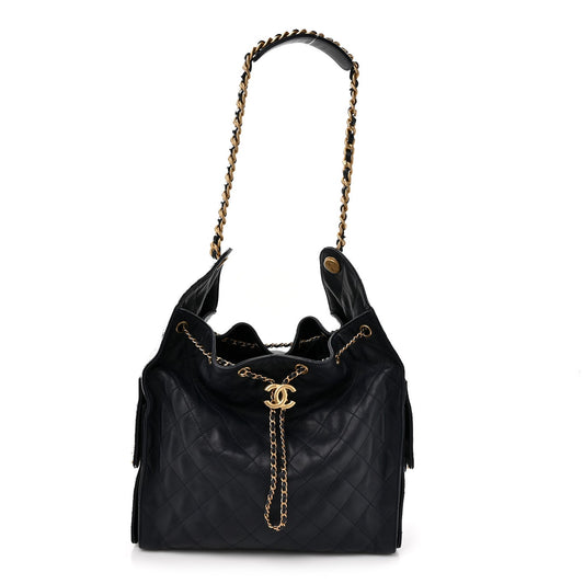 Caviar Quilted Medium Chanel 25 Handbag Dark Navy
