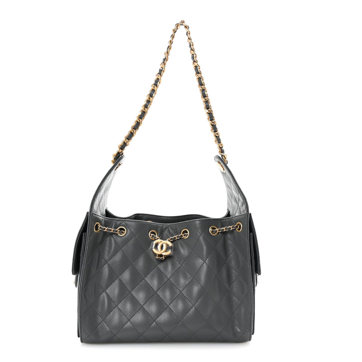 Caviar Quilted Small Chanel 25 Handbag Dark Grey