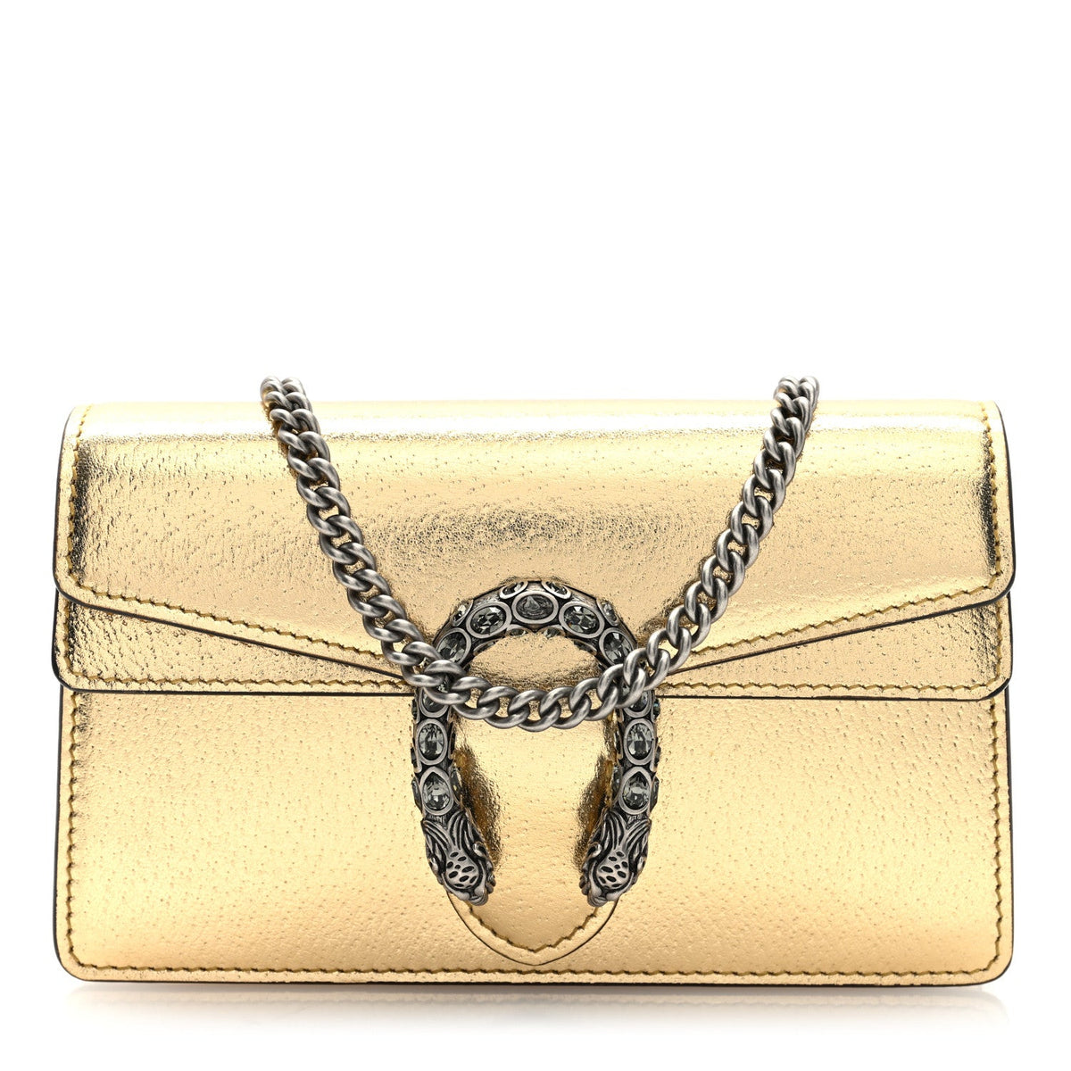 Metallic Calfskin Super Mini Dionysus Shoulder Bag Gold