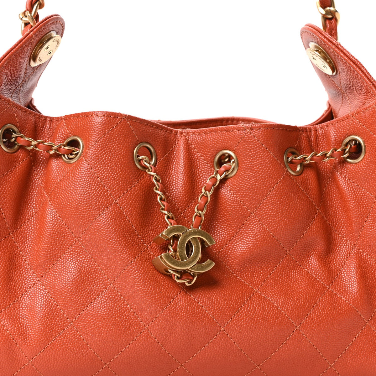 Caviar Quilted Mini Chanel 25 Handbag Dark Orange