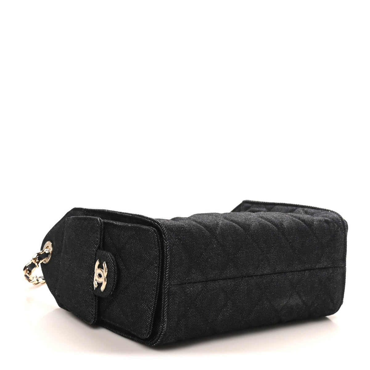 Denim Quilted Mini Chanel 25 Handbag Dark Blue