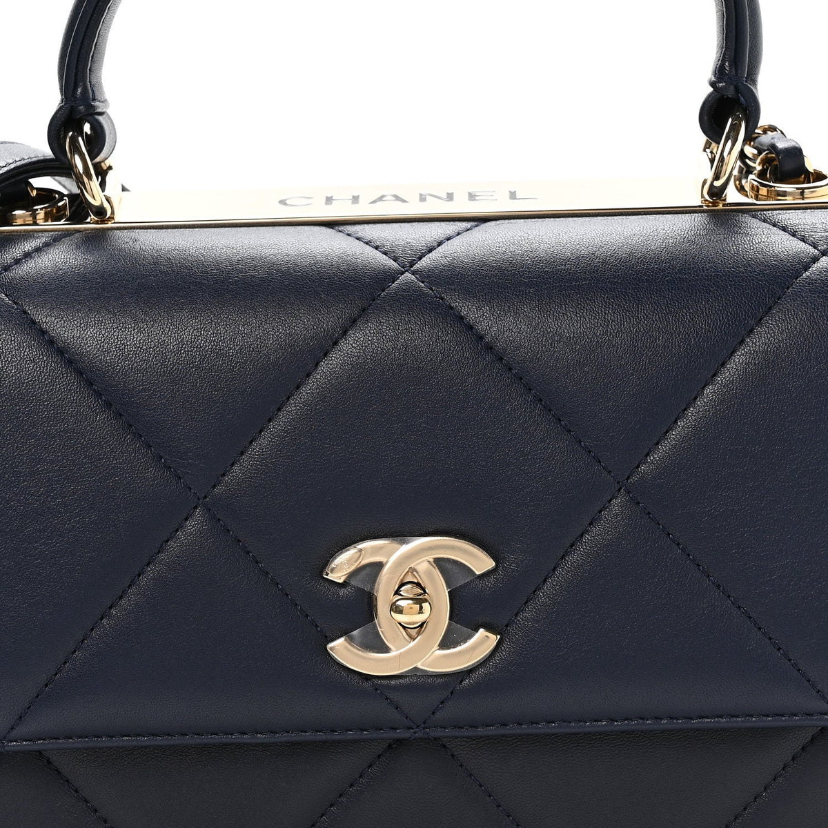Lambskin Quilted Medium Trendy CC Flap Dual Handle Bag Blue