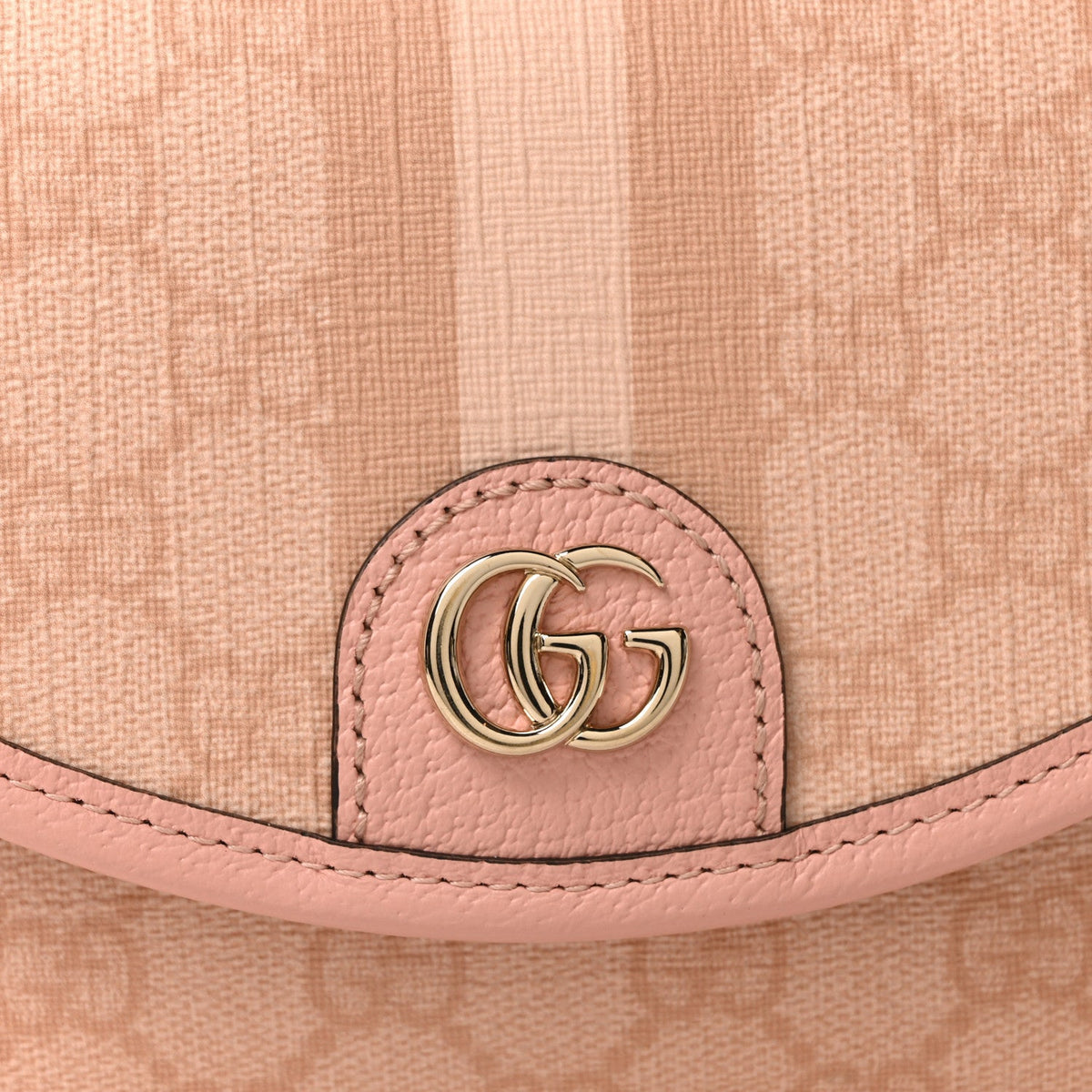 GG Supreme Monogram Textured Dollar Calfskin Mini Ophidia Flap Shoulder Bag Rose Pink