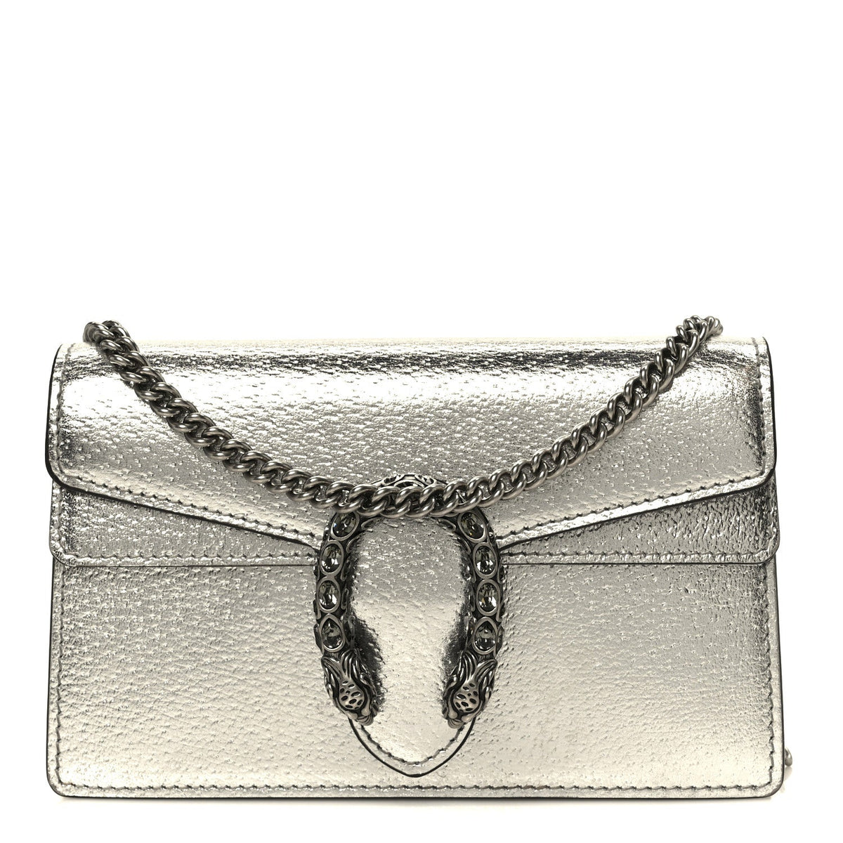 Metallic Calfskin Super Mini Dionysus Shoulder Bag Silver