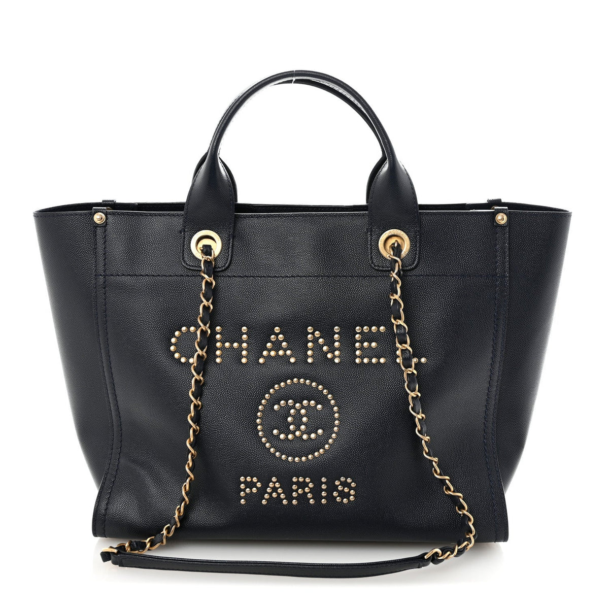Caviar Small Studded Deauville Tote Navy