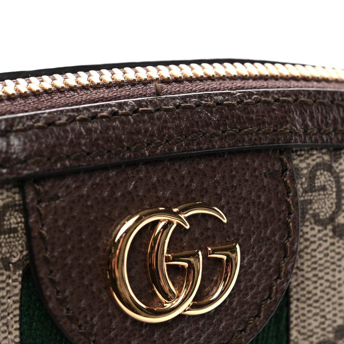 GG Supreme Monogram Textured Dollar Calfskin Web Small Ophidia Dome Shoulder Bag Beige Ebony New Acero