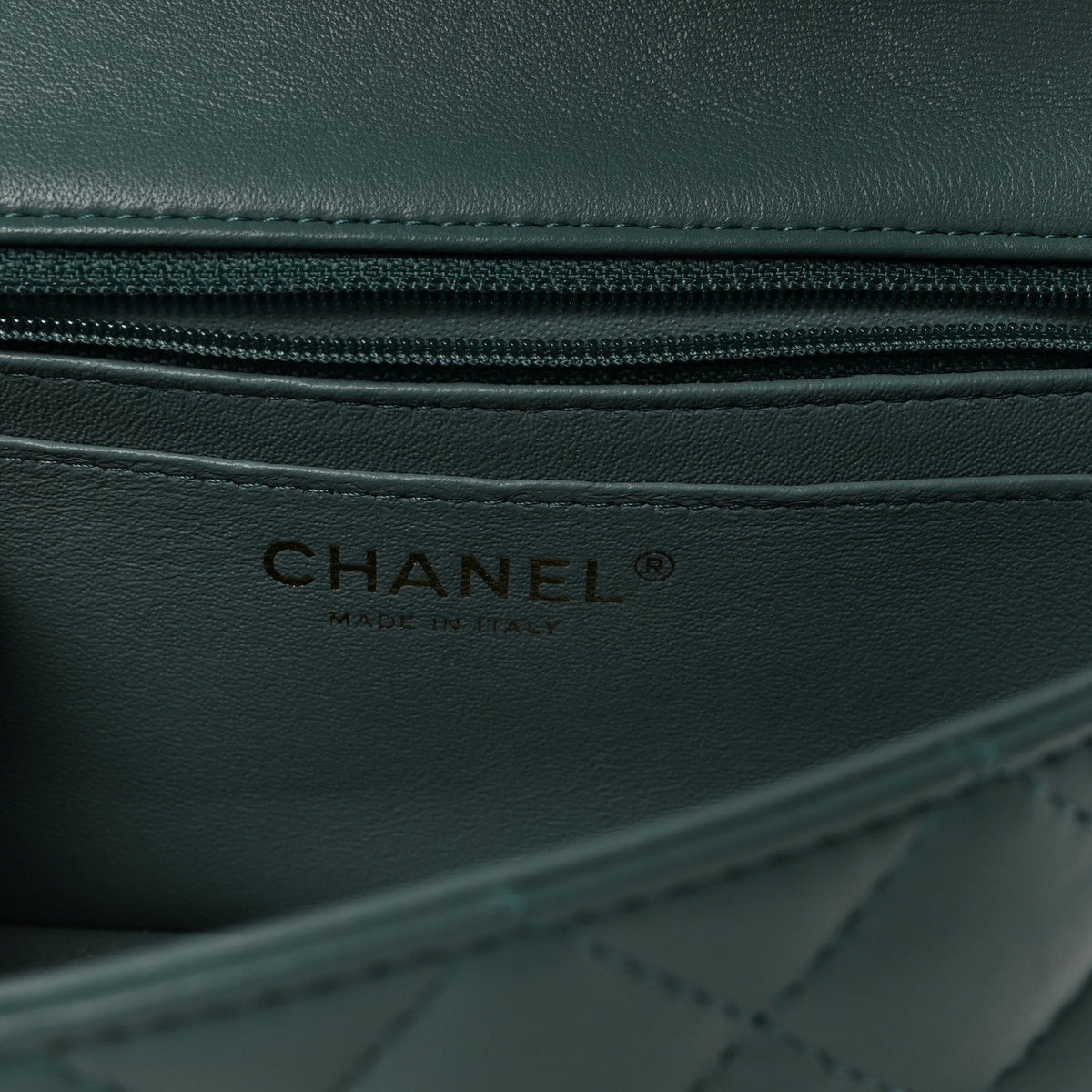Lambskin Quilted Mini Rectangular Flap Green