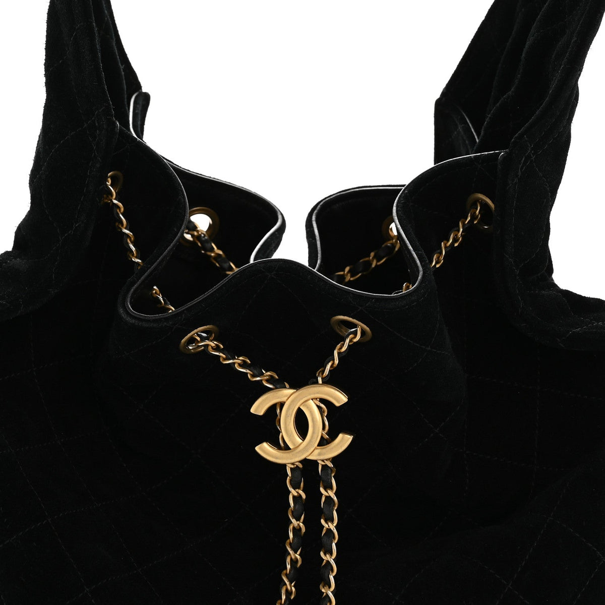 Suede Quilted Medium Chanel 25 Handbag Black