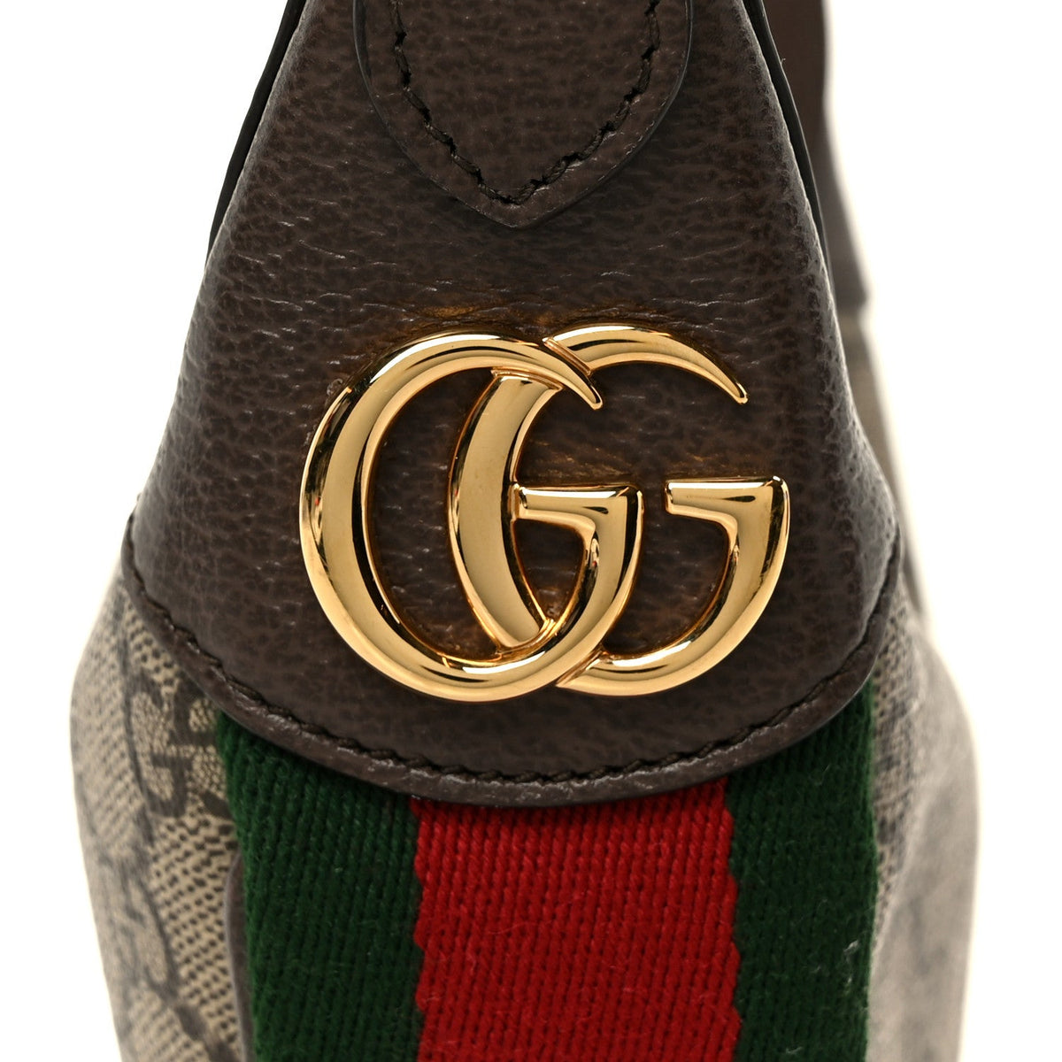 GG Supreme Monogram Textured Calfskin Web Mini Ophidia Half Moon Hobo Beige Ebony New Acero
