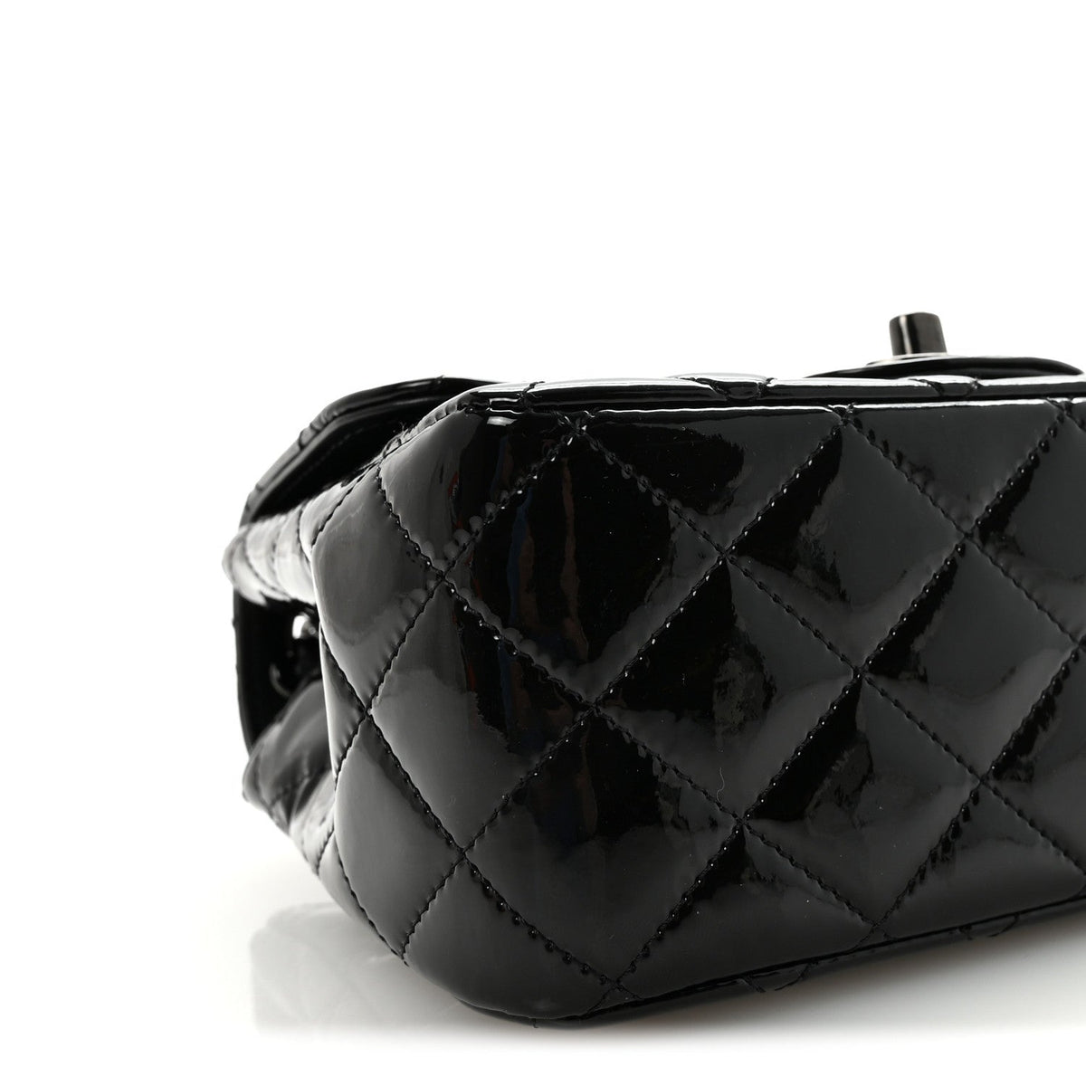 Patent Calfskin Quilted Mini Square Flap So Black