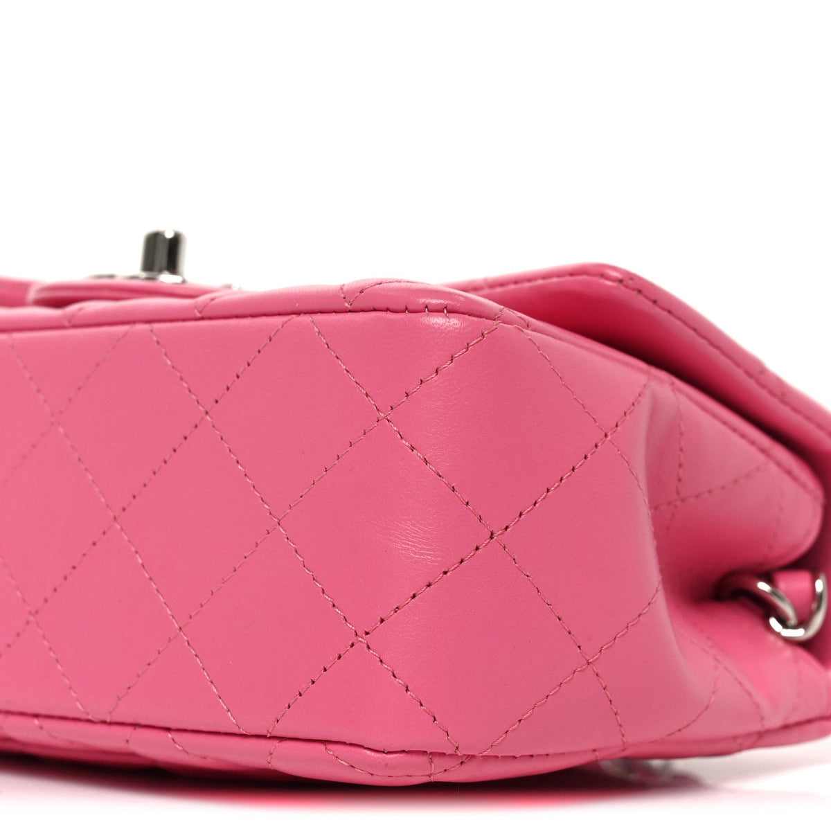 Lambskin Quilted Mini Rectangular Flap Pink