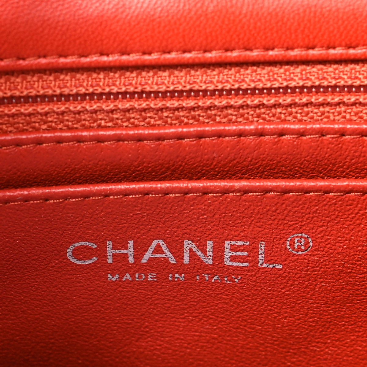 Lambskin Quilted Mini Square Flap Orange