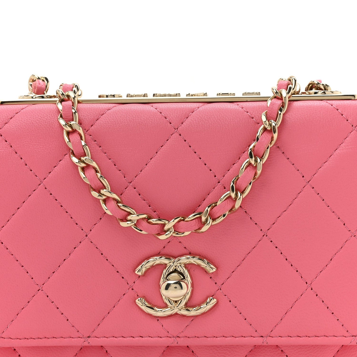 Lambskin Quilted Mini Trendy CC Wallet On Chain WOC Pink