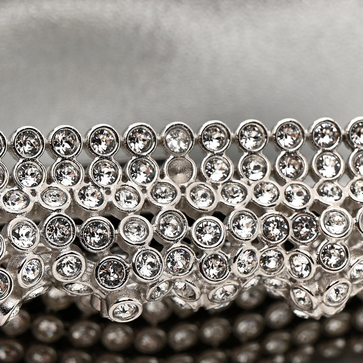 Crystal Embellished Metallic Lambskin Mini Chanel 22 Silver