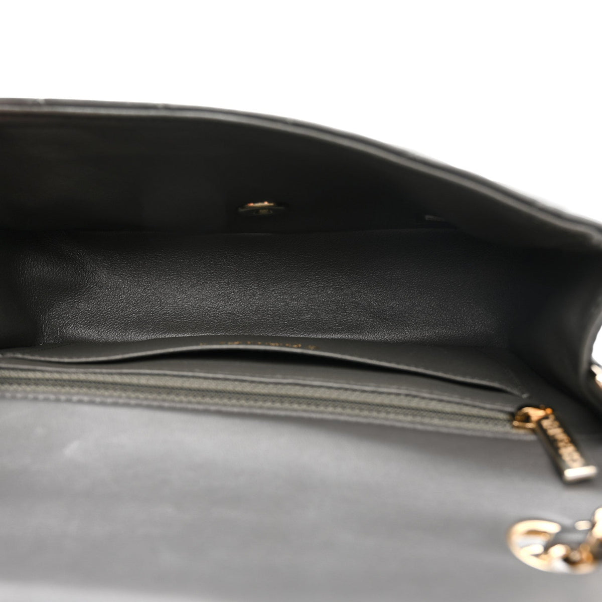 Lambskin Quilted Mini Rectangular Flap Dark Grey